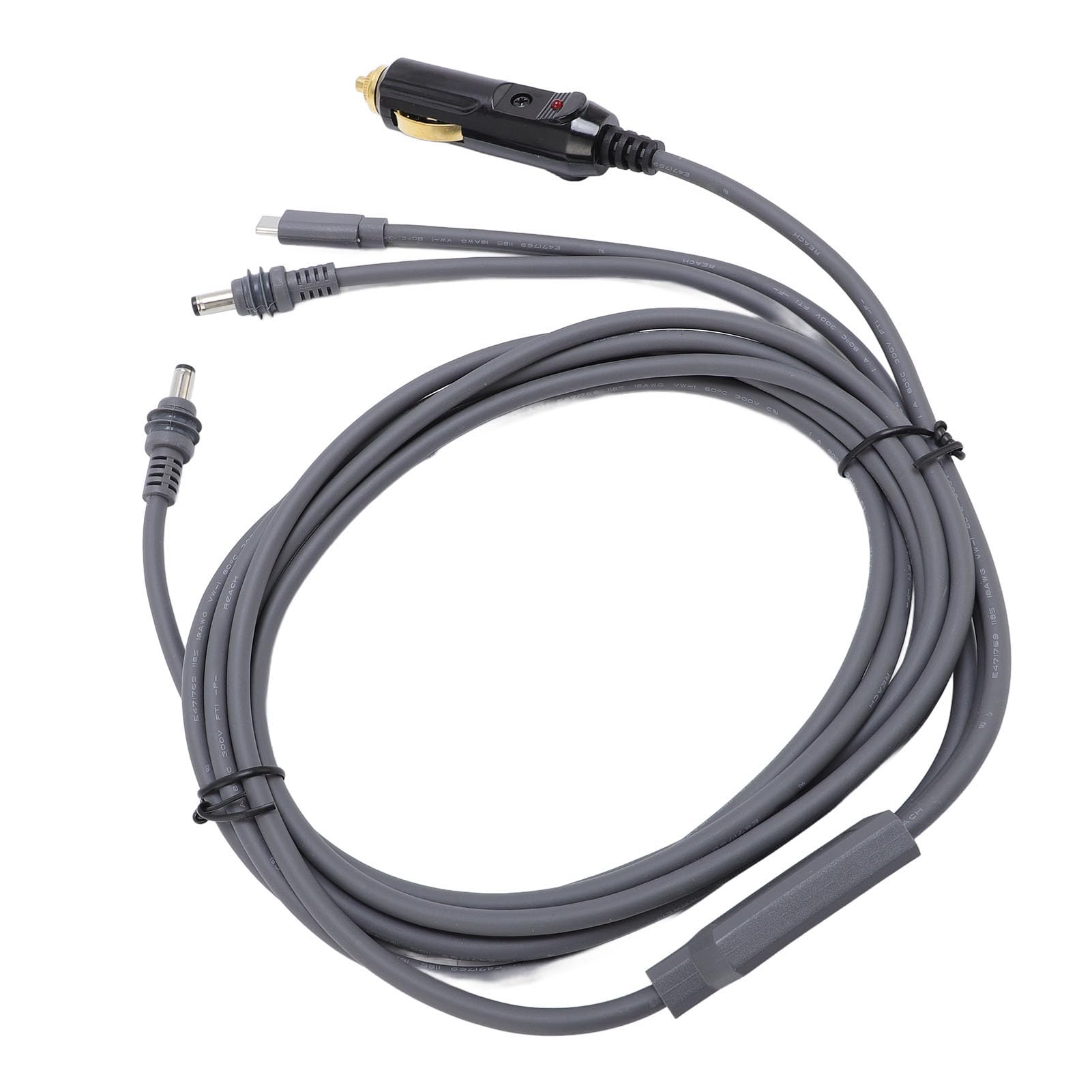 Topiky Kabel Zasilający Prądu Stałego Wygodna ładowarka Samochodowa 12V-24V do Codziennego Użytku Guma Miedź Plastik (#5)