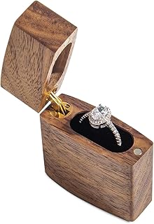 Wislist Curved Slim Ring Box for Proposal - Wood Engagement Ring Box - Travel Anniversary Birthday Gift Ideas
