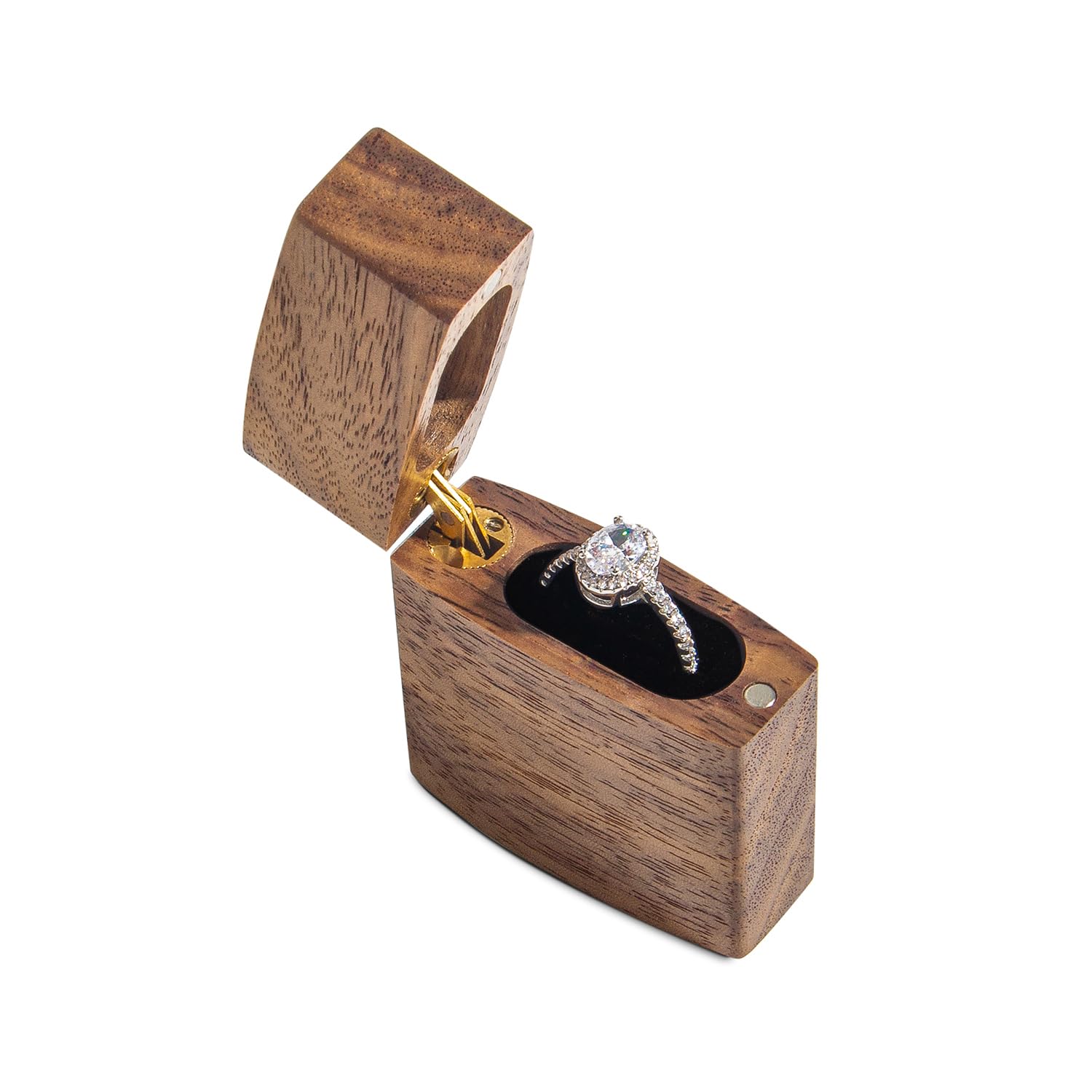 Boîte en bois pour bague de fiançailles écrin de luxe courbé fin