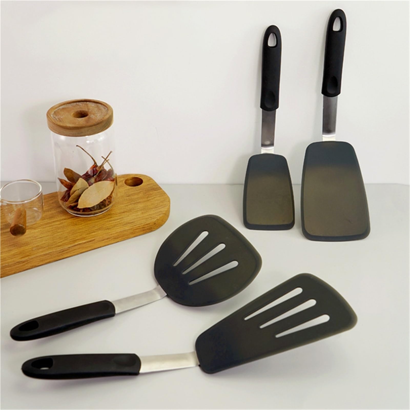 Espátula giratoria de silicona antiadherente Para Salteados | Espátula giratoria Flexible resistente al calor, aleta for panqueques, utensilios de cocina(Big Shovel)