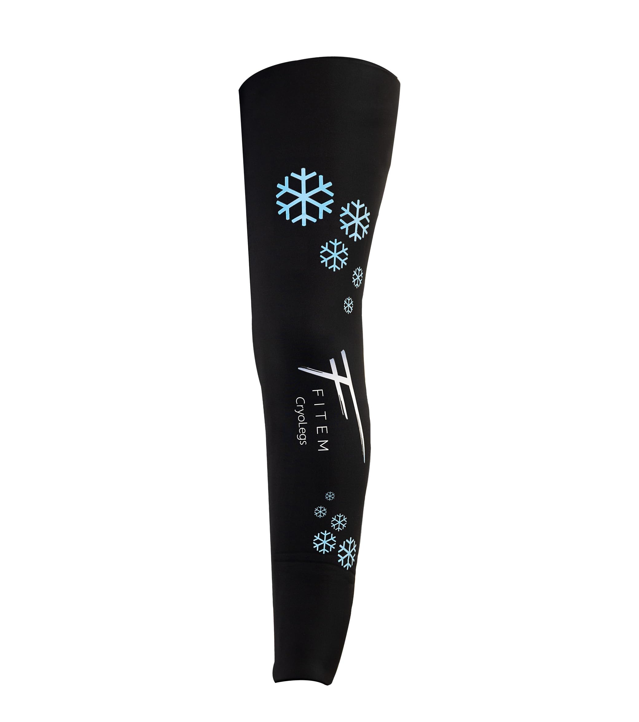 FITEM CRYOLEGS - Manicotto gel crioterapia e pressoterapia 1 gamba, sollievo gambe pesanti, dolori muscolari, recupero sportivo, freddo o caldo, terapia a 360°, taglia L