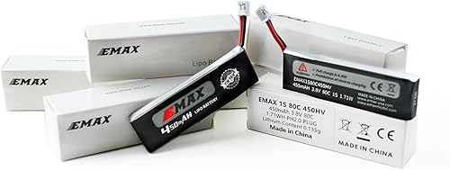 Miniatura 3 de SoloGood 6 unids EMAX 450mAh 1S LiPo Batería 3.8V HV 80C Tinyhawk Whoop Baterías PH2.0 para 1S Micro FPV Racing Drone EMAX Quadcopter