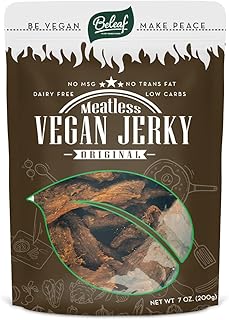 BELEAF Original Plant-Based Jerky | Delicious Meat Substitute | Low Carb, Non-GMO, Dairy Free, Plant Protein | Natural Ingredients | Spicy Healthy Snack 7oz (Original)