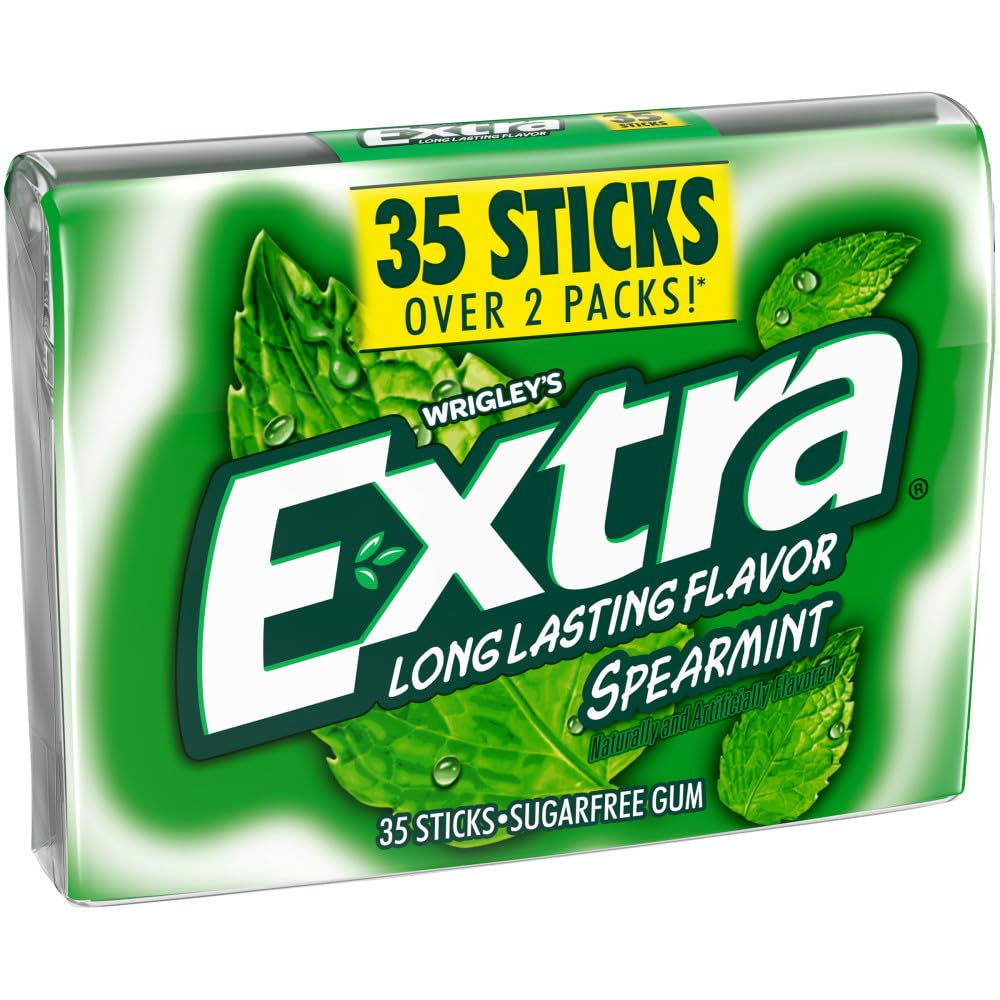 Spearmint Sugar Free Chewing Gum Back to School Snacks, 35 Stick Mega Pack