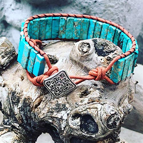 Image of YGLINE Boho Handmade Wrap Leather Tube Crystal Stone Bracelet for Women