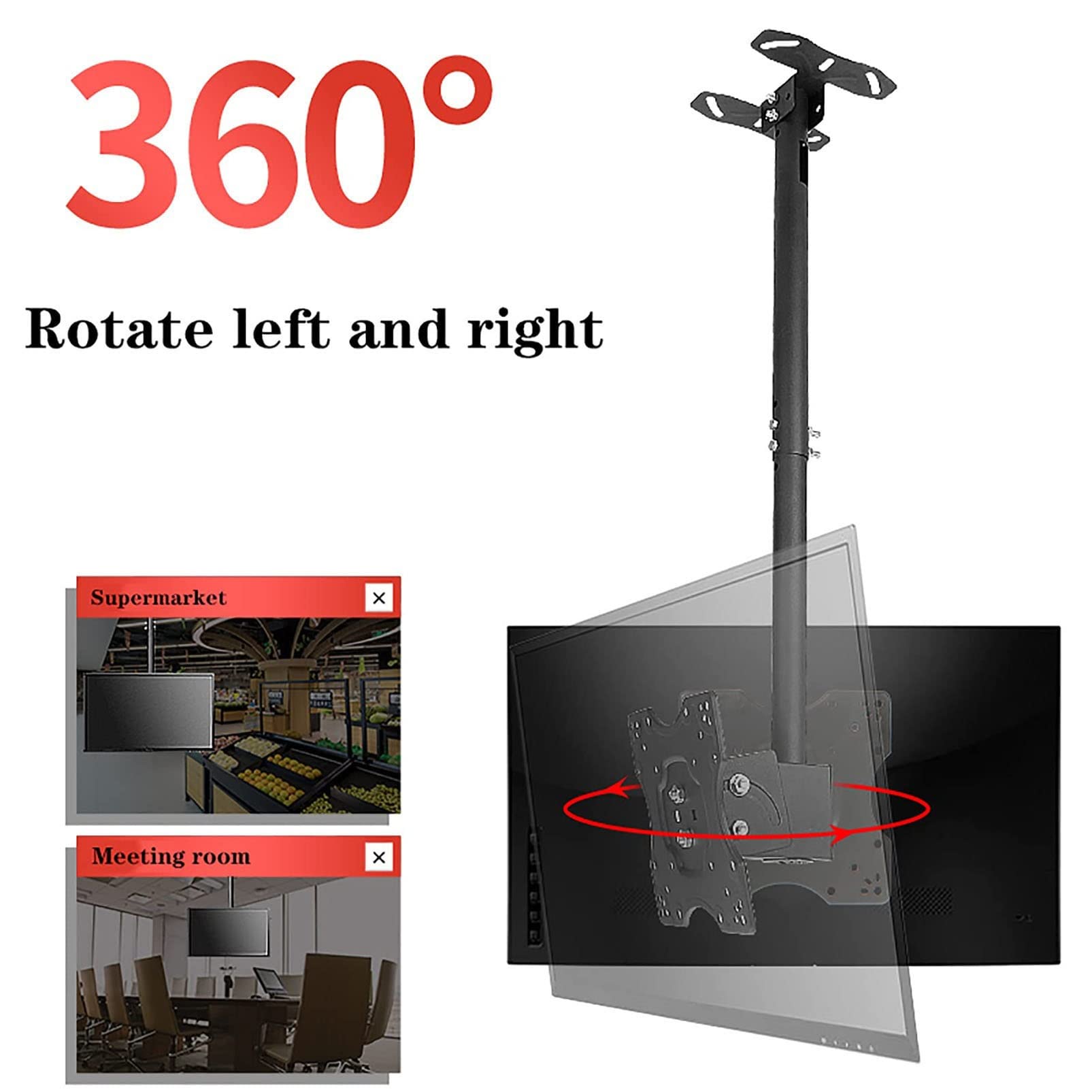 Supporto TV da soffitto, inclinabile e girevole, telescopico per TV da 20 a 32 pollici, supporta fino a 27,2 kg