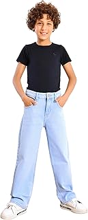 بنطلون جينز وايد ليج اولادى ازرق فاتح اللون