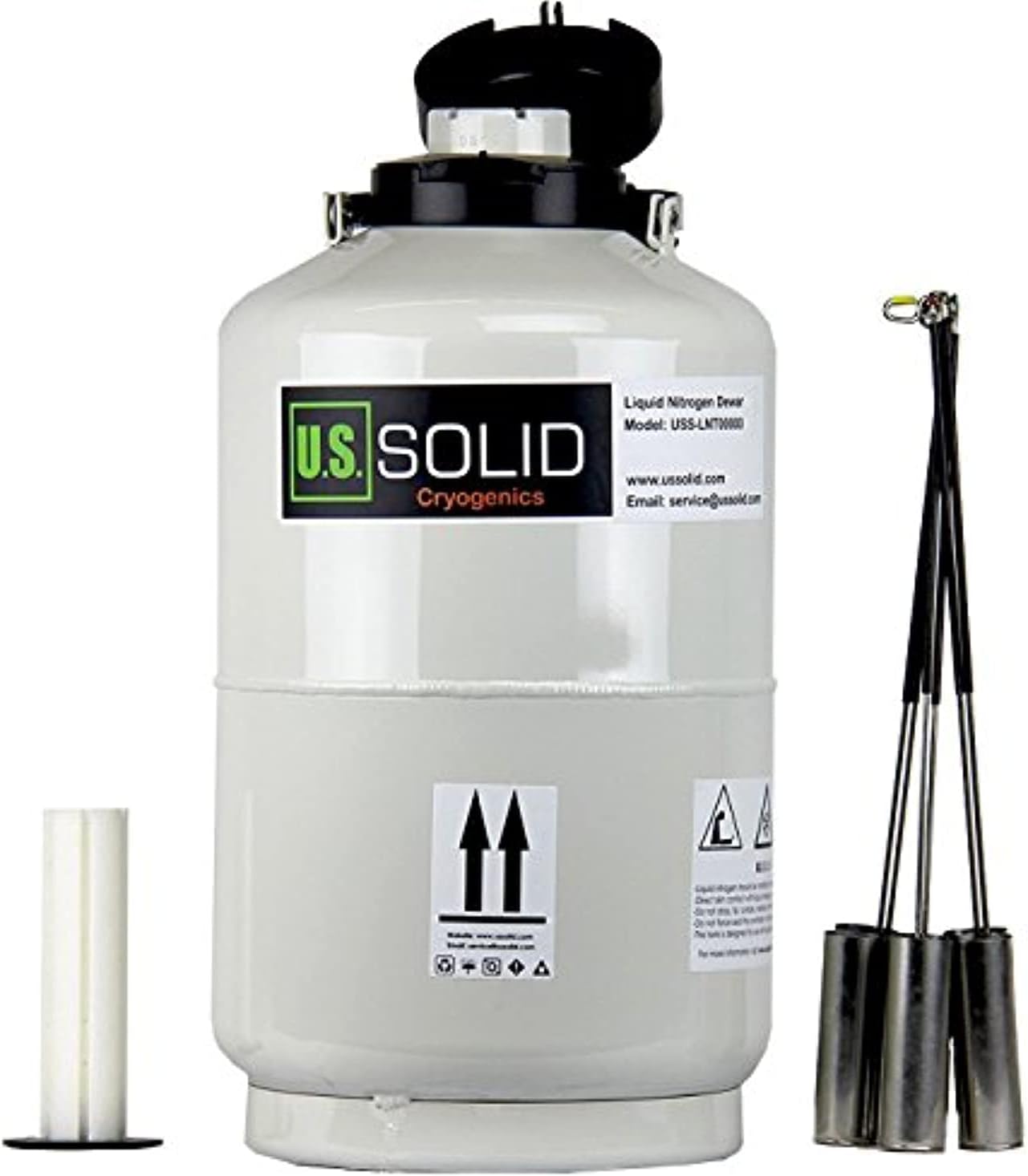 U.S.SOLID 10L Cryogenic Container Liquid Nitrogen LN2 Tank Dewar with Straps 6 Canisters