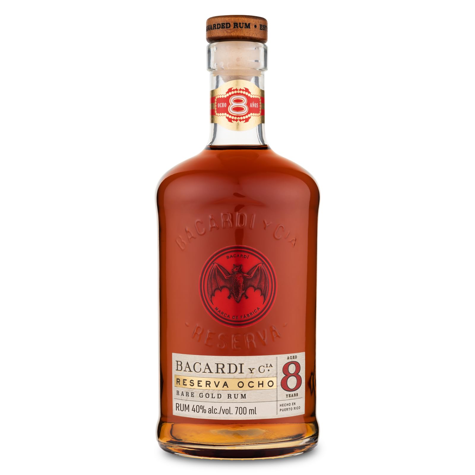 BACARDÍ Reserva Ocho 8 Year Old, 40% ABV, / , Premium Caribbean Rum, Barrel Aged 8 Years in Oak Casks Under the Caribbean Sun (70cl)