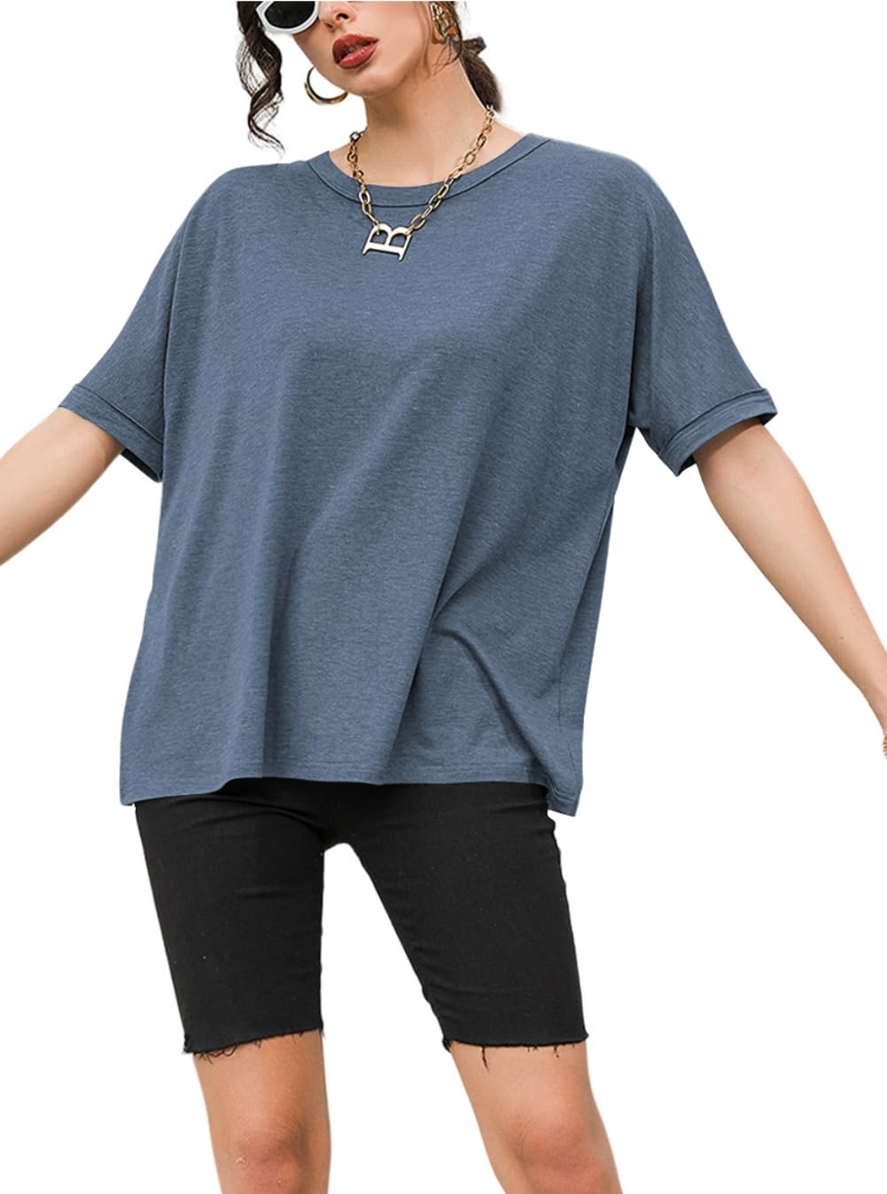 Suncife Damen-T-Shirt, übergroß, lockere Passform, Sommer, kurzärmelig, Oversize-T-Shirt
