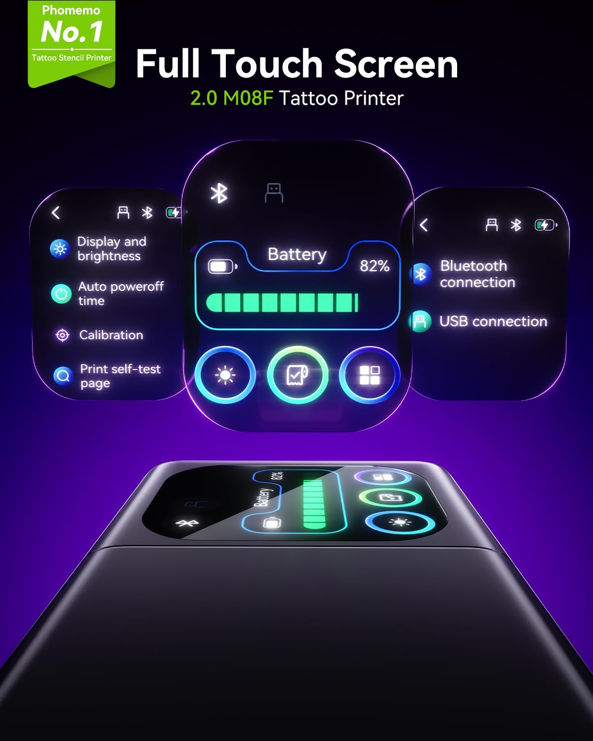 Phomemo M08F Plus Tattoo Drucker mit Premium-Tattoo-Transferpapier (110 pcs)