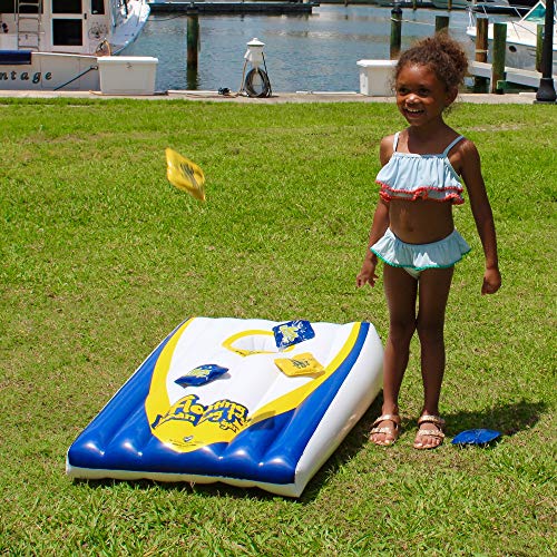 Drive Way Games Floating Cornhole Set. Inflatable Corn-Toss Board & Floating Bean Bags for Pool, Lake, Water