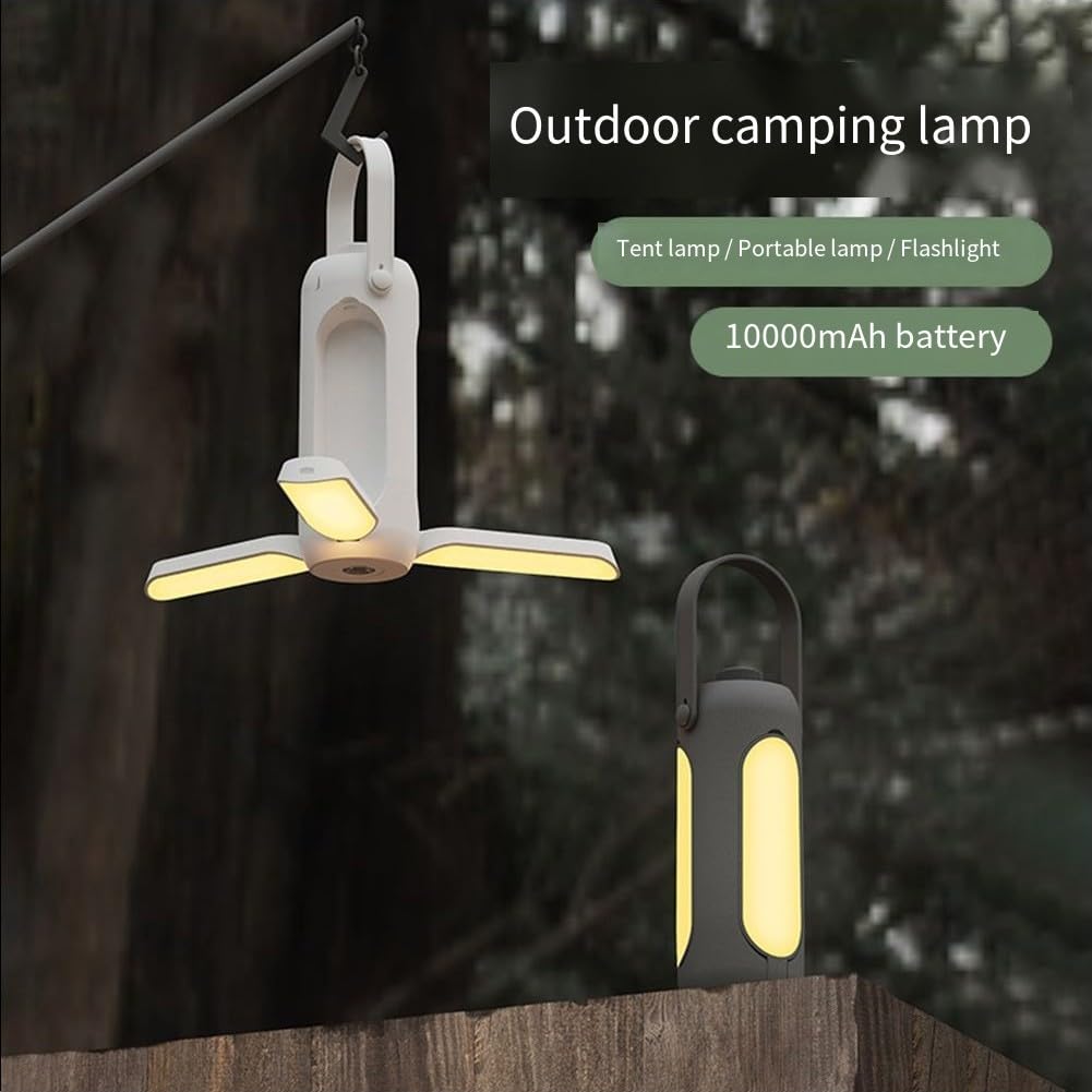 Luce da campeggio, multifunzionale per esterni, 10000 mA, LED espandibile, ricaricabile per campeggio e attività all'aperto (grigio 10000mA)