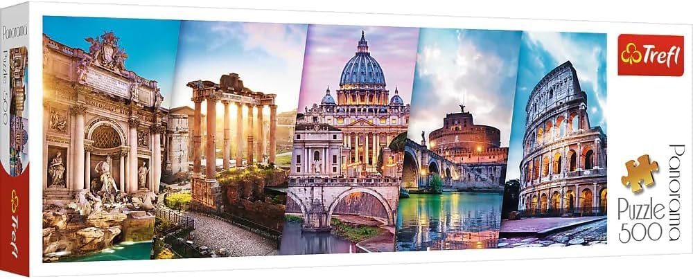 Trefl-Reise Nach Italien 500 Piezas, Panorama, Adultos y niños a Partir de 10 años Puzzle, Color Viaje a Roma