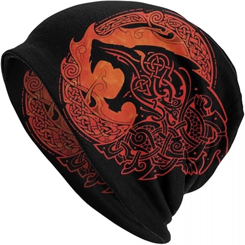 Gorros de lobo vikingo nórdico para exteriores, gorro con estampado de lobo Fenrir para exteriores, gorro vintage para correr, sombreros cálidos y