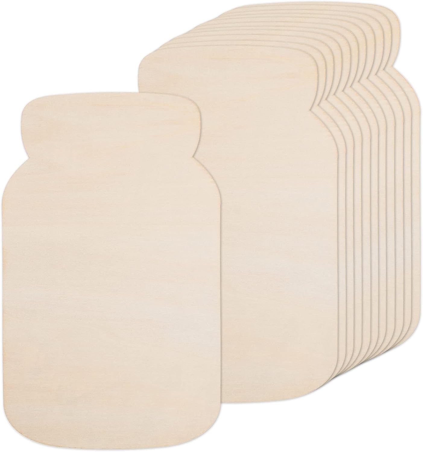 12 Pack 12 Inch Wooden Mason Jar Cutouts Unfinished Wood Craft Cutouts Natural Blank Wooden Mason Jar Shape Slices Ornaments for DIY Crafts Painting Home Party Decorations