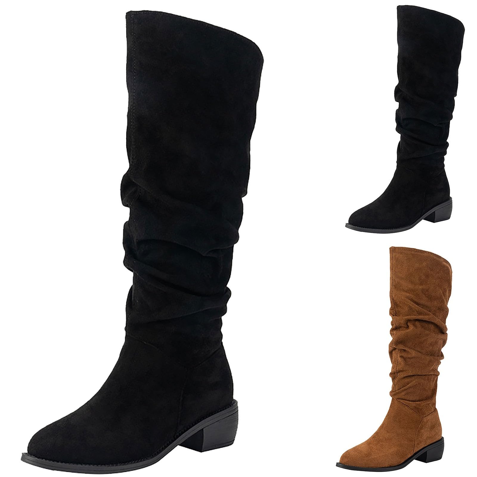 Stivali Fold Over Slouch Block Tacchi al ginocchio Eleganza incontra la funzionalità, design sottile, stivali lunghi in pelle con tacco alla caviglia, eleganti scarpe da donna