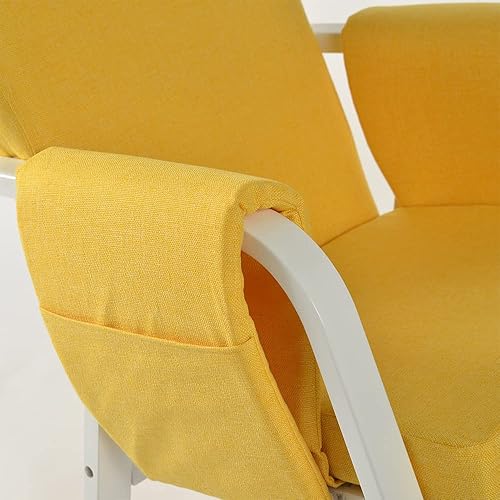 Miniatura 5 de Dxacvkc Mecedora para guardería, sillón tapizado de tela con respaldo alto y bolsillo lateral, sillas mecedoras tapizadas para habitación de