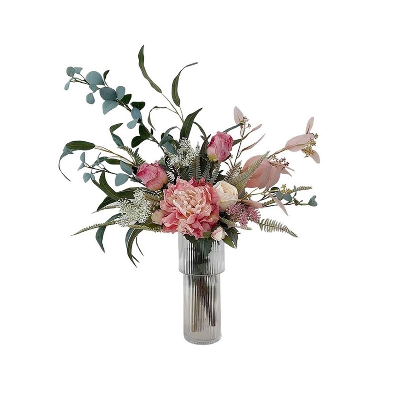 CFY652 Floral Arrangements Home Dining Table Coffee Table Decorative Flower Arrangement Silk Flowers Simulation Flowers Peony Floral Art Pink Bouquet Weddings(2)