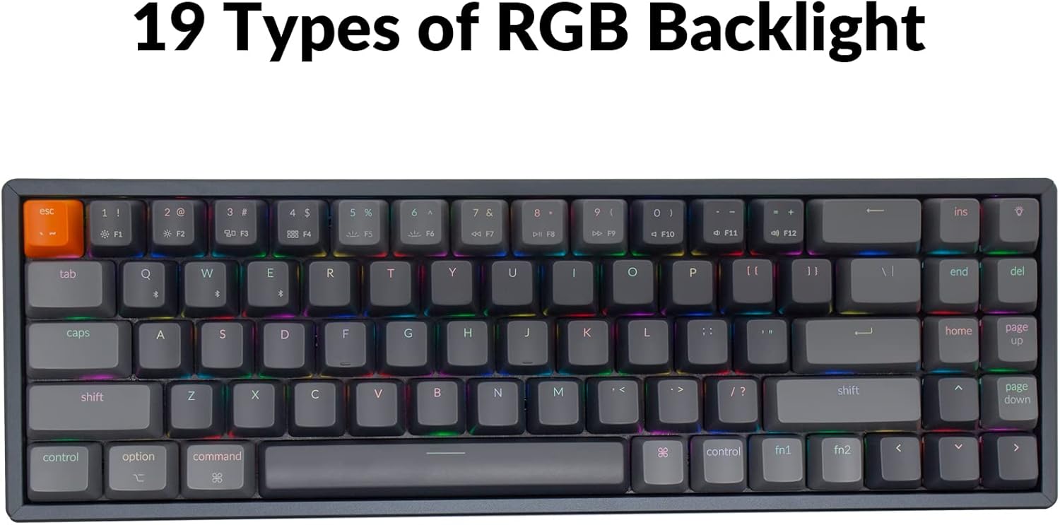 Keychron K14 keyboard displaying various RGB backlight effects