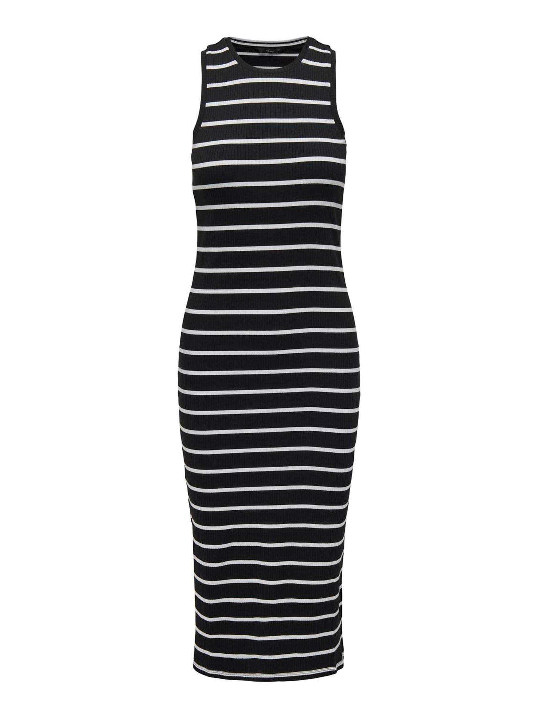 Only Women's Black Onlbelfast Stripe S/L Midi Dress Jrs Noos Midi Dress, M