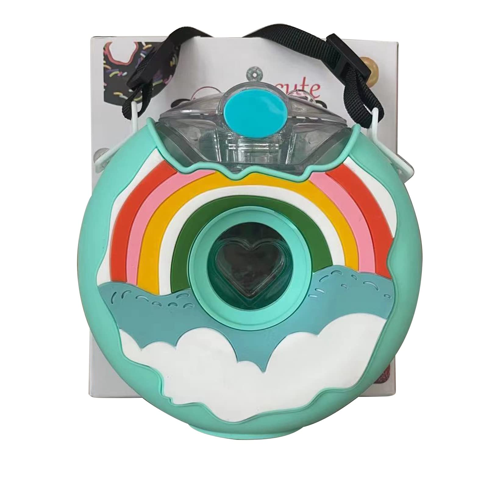 plplaaoo 380ml Donut Bottle,Kawaii Water Bottle Circle Water Bottle,Cute Doughnut Water Bottle