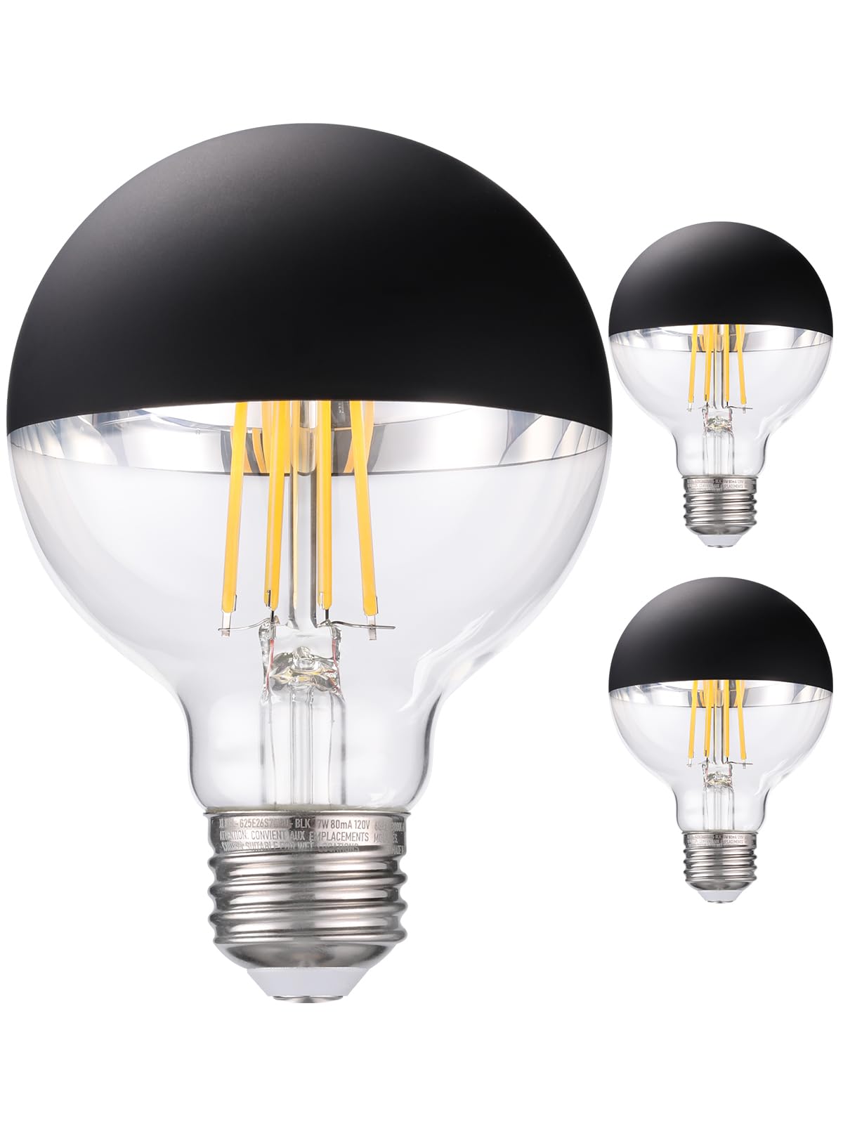 TORCHSTAR Dimmable Half Chrome Light Bulb, 7W (75W Eqv