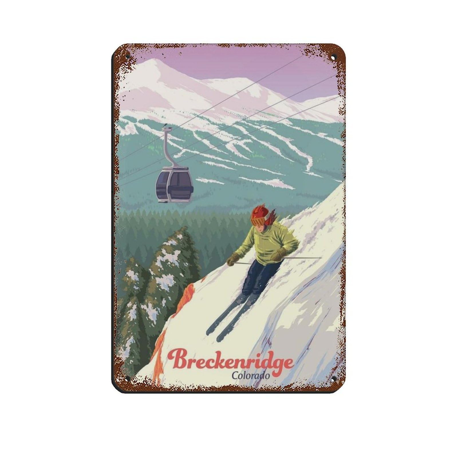 Plaque en métal vintage Breckenridge Colorado déco 20x30 cm