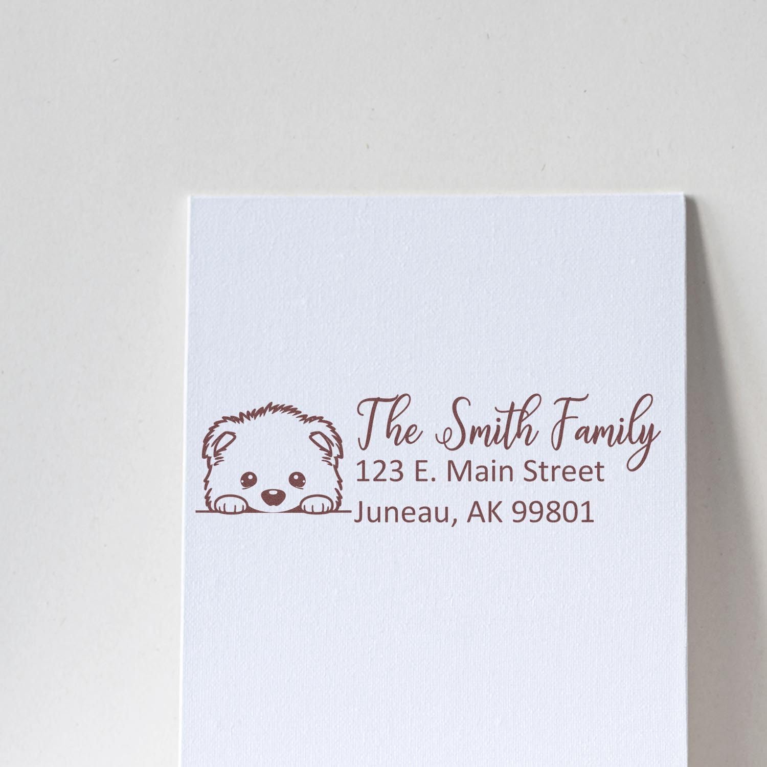 Samoyed Personalized Address Rubber Stamp - Custom Peeking Puppy Samoyed Wood Handle Stamper for Address Labeling, Ideal for Stamp Pad Use, Perfect for Dog Lovers, Size 7/8 x 2-1/4