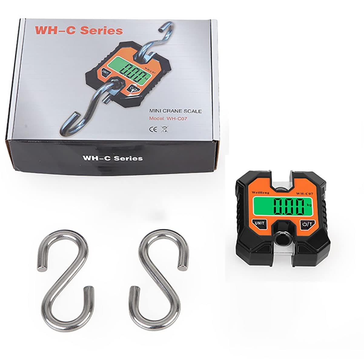 Digital Luggage Scales, 100kg Portable Crane Scale Digital Hanging Scales 220lb Weight Scale with Hooks for Farm Fishing, Hunting, Outdoor, Luggage