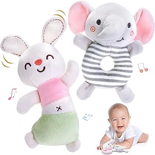 FPVERA Baby Rattles 0-6 Months: Soft Rattle Toys for Newborns, Plush Stuffed Animal Rattle for Infants, Toddlers Boys Girl...