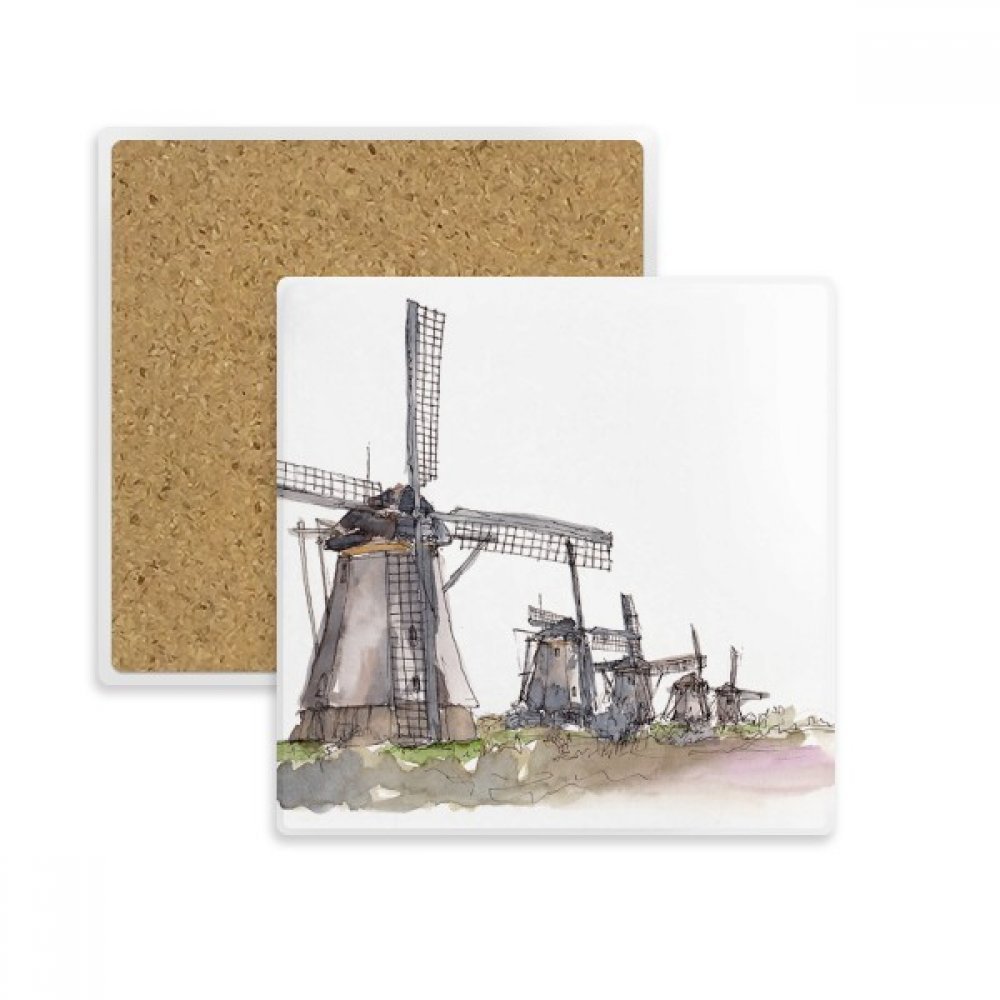 Moulin à vent dessous de verre en pierre, cadeau original pour amateur de café