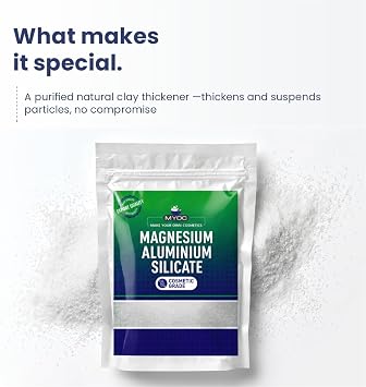 Magnesium Aluminium Silicate Powder 120 g / 4.3 oz - Cosmetic Grade Thickening Stabilizing & Suspension Agent for Skincare Haircare & DIY Formulations