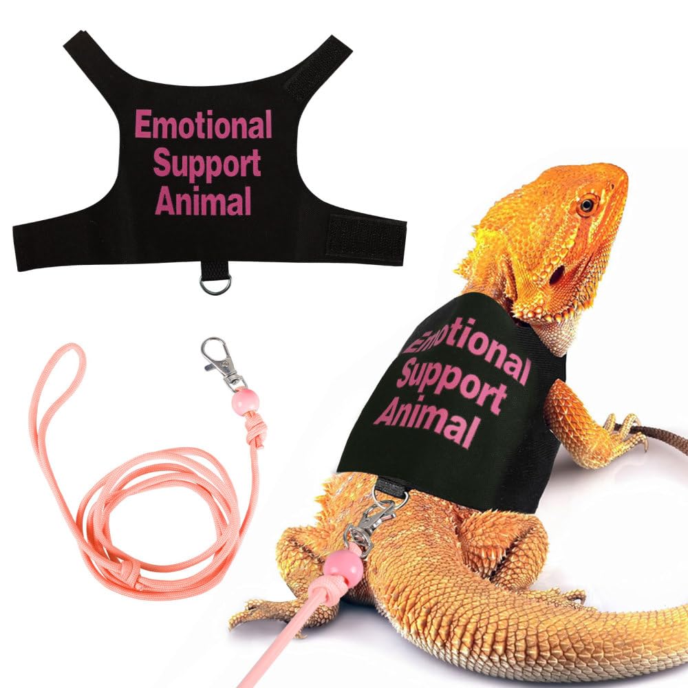 Bearded Dragon Harness and Leash Set,Self-Adhesive Adjustable Lizards Walking Training Harness Escape Proof with 4.4ft Nylon Leash for Outdoor Indoor Walking