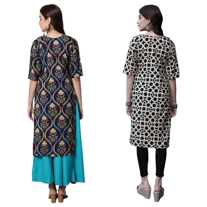 Image of 7Threads Kurti||Kurta for Women||Kurti for Women||Crepe Kurta||Kurti||Kurti Crepe for Women||Crepe Kurtis for Women||Kurtis for Women Kurtis for Women (Pack of 2)