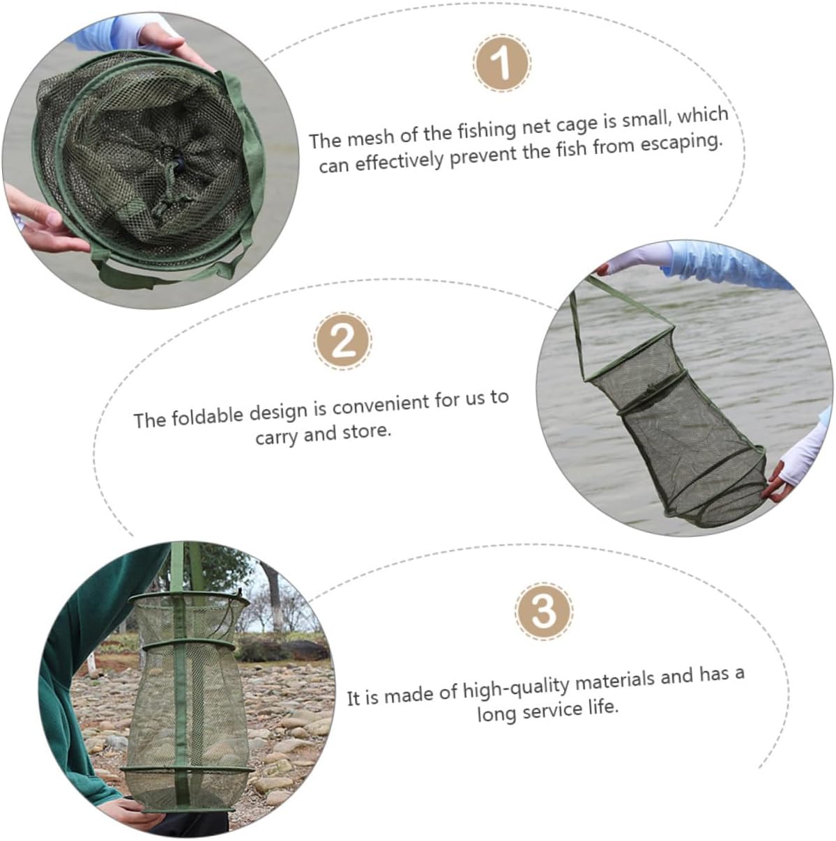 Collapsible Fishing Keep Net Quick Drying Fish Trap Cage with Draw Control Fishing Accessories for Fish