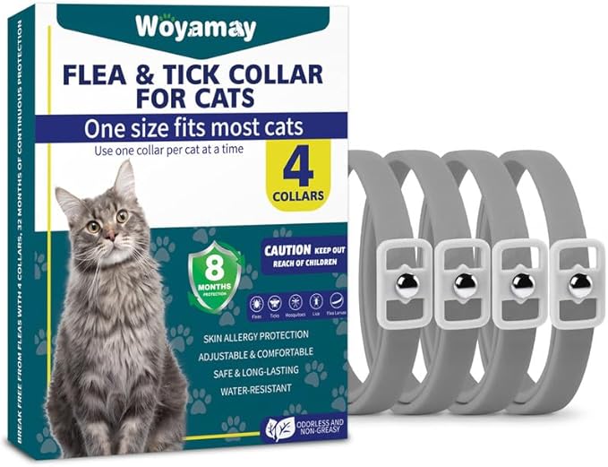 Woyamay 4 Pack Flea Collar for Cats, Natural Cat Flea