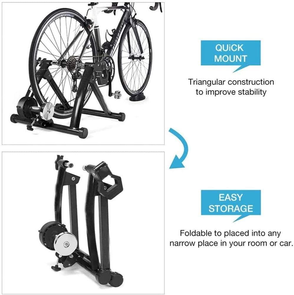 Bike Stand for Indoor Riding Bicycle Roller Trainer,Indoor Riding Stand Magnetic Bicycle Training Stand with 6 Level Resistance， for 26-28 Inch Bikes 700C Wheel,Loading 135 Kg