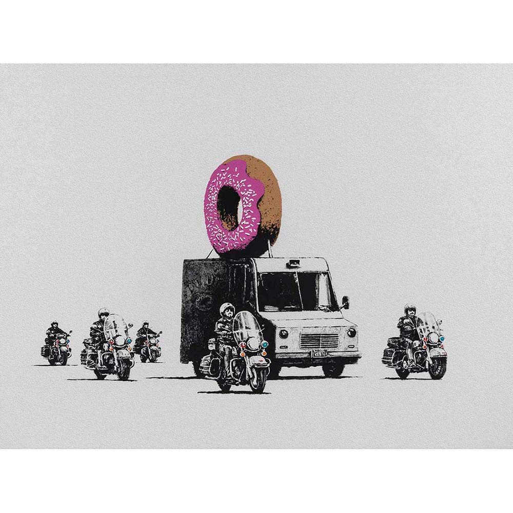 Wee Blue Coo Banksy Donuts (Strawberry) Graffiti Street Art Print Poster Wall Decor 12X16 Inch