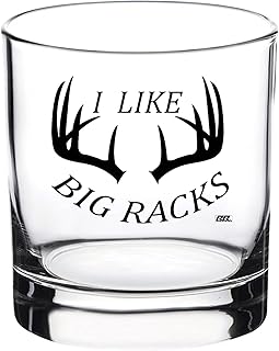 Rogue River Tactical Funny I Like Big Racks Hunting Old Fashioned Whiskey Glass Drinking Cup Gift For Hunter