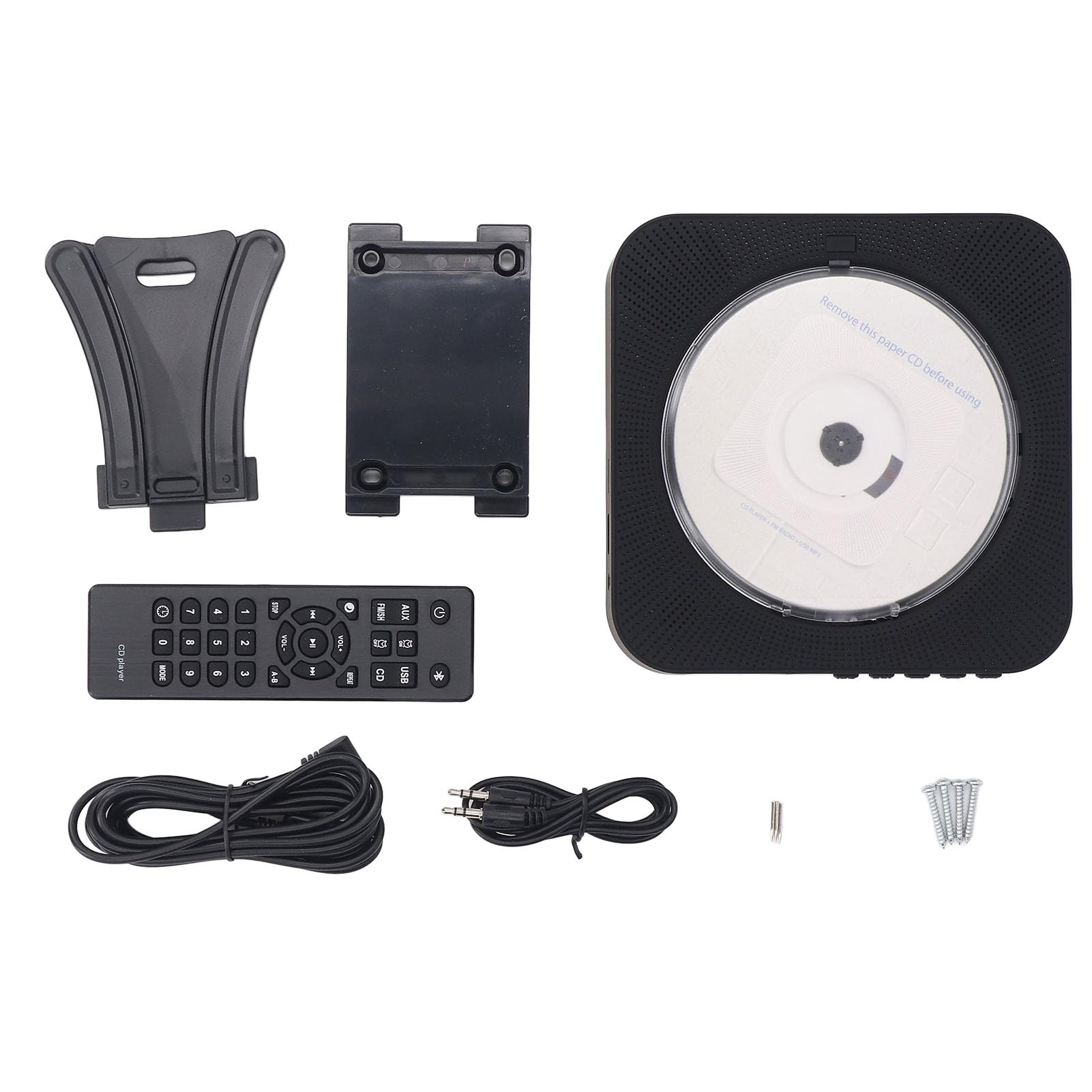 CHICIRIS Reproductor de CD Bluetooth para Montaje en Pared con Parlantes y Control Remoto, Ideal para Estudiantes y Familias (Black)