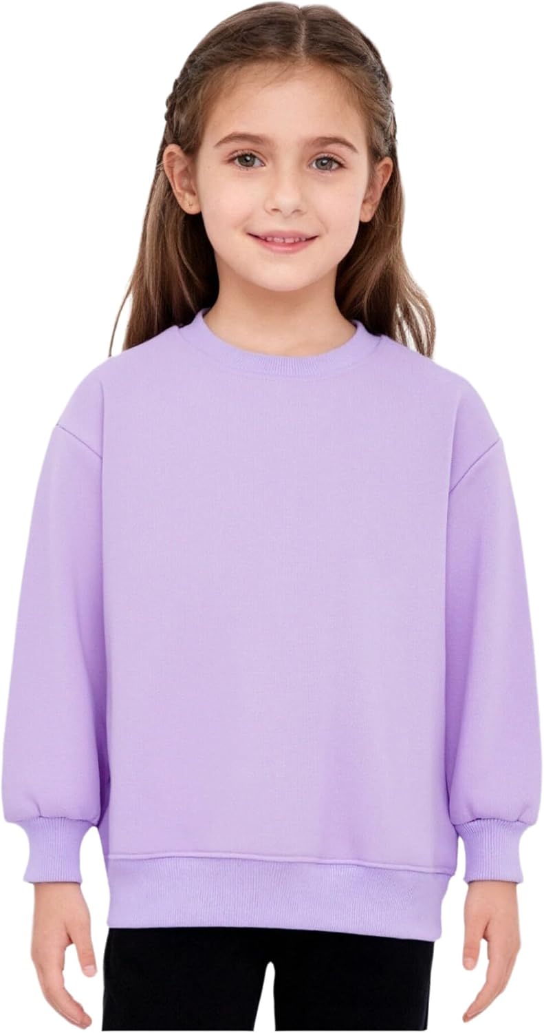 Kids Boys Girls Pullover Sweatshirts Fall Clothes Basic Fleece-lined Sweatshirts Running Outwear