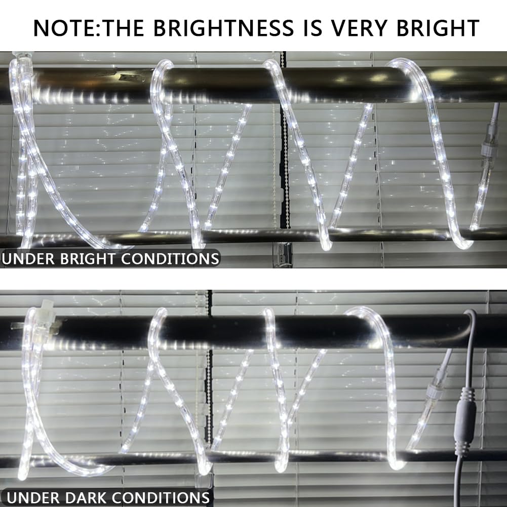 FOEERS 10 ft LED Rope Lights, 108 LED Connectable and Flexible Tube Lights,Rope Lights for Bedroom,Garden,Patio,Deck,Backyard,Kitchen,Christmas Decoration(White)