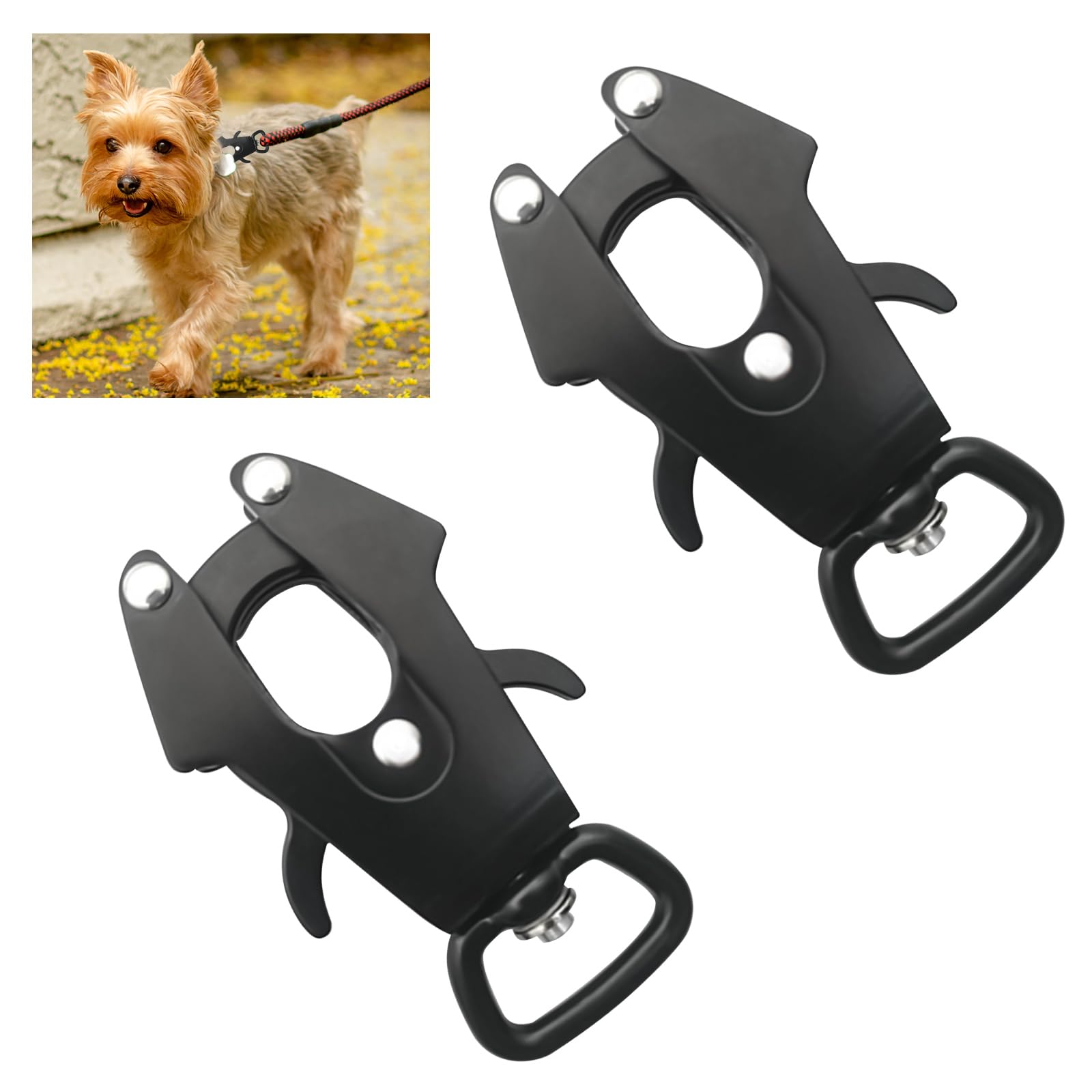 Frog Clip 2 Pack Espace Verrouillage en Aluminium Boucle de Laisse de Chien Boucle rotative à libération Rapide Boucle de chaîne de Chien résistant à la Rouille,Dia 25mm