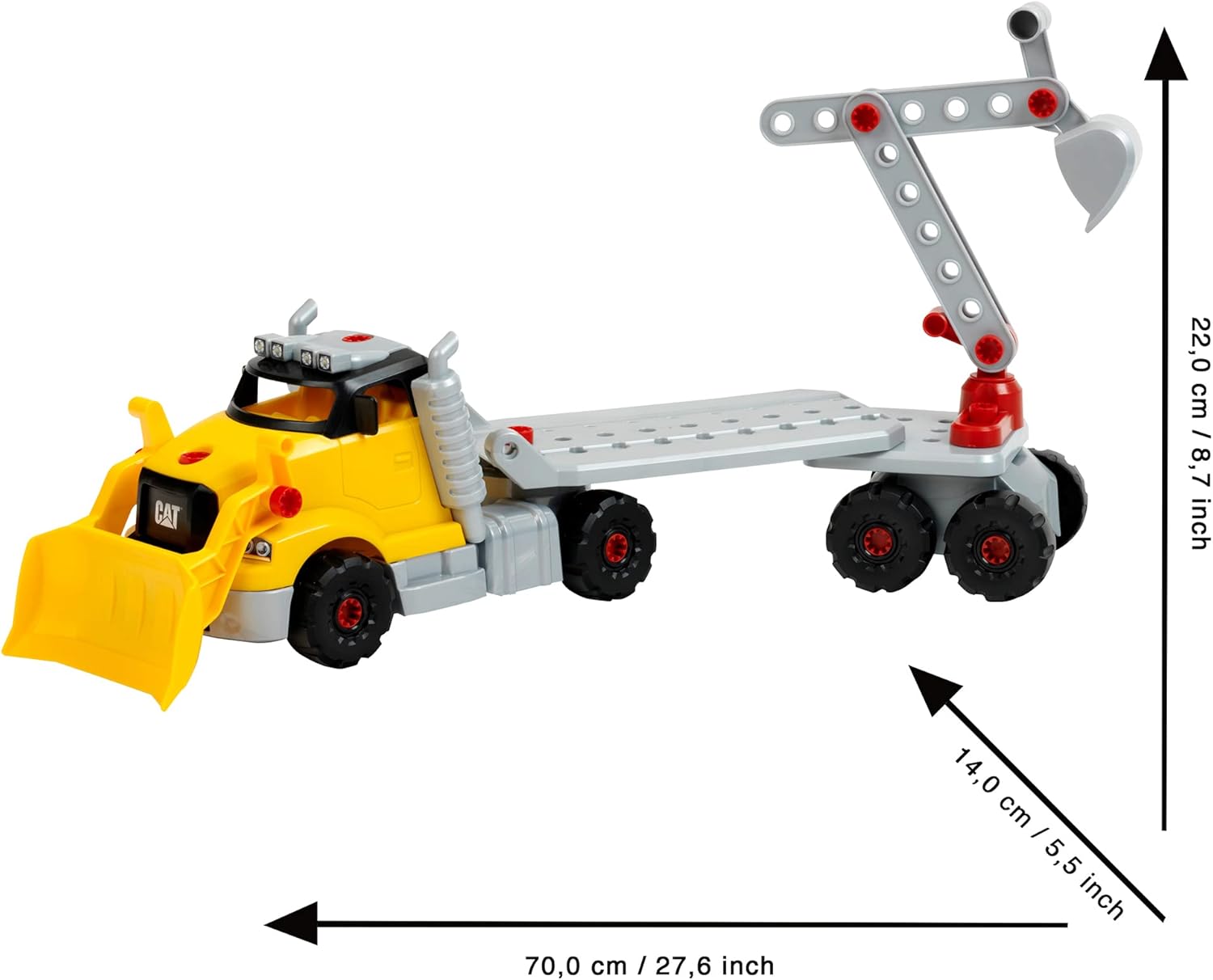 CAT®: Screw Truck 4-in-1 Set - Theo Klein 23 Piece Assembly Construction Toy with Toolbox, Including Digger & Dumper, Kids Pretend Play, Ages 3+