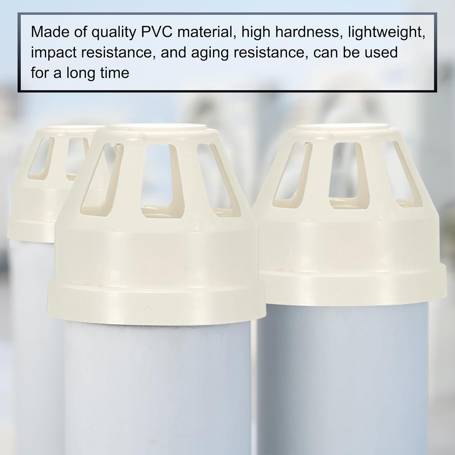 PATIKIL PVC Drain Pipe Vent Cap, 8 Inch Vent Pipe End Cap Cover Roof Round Chimney Air Vent Covers for DWV Pipe Fitting Ventilation Exhaust System, White