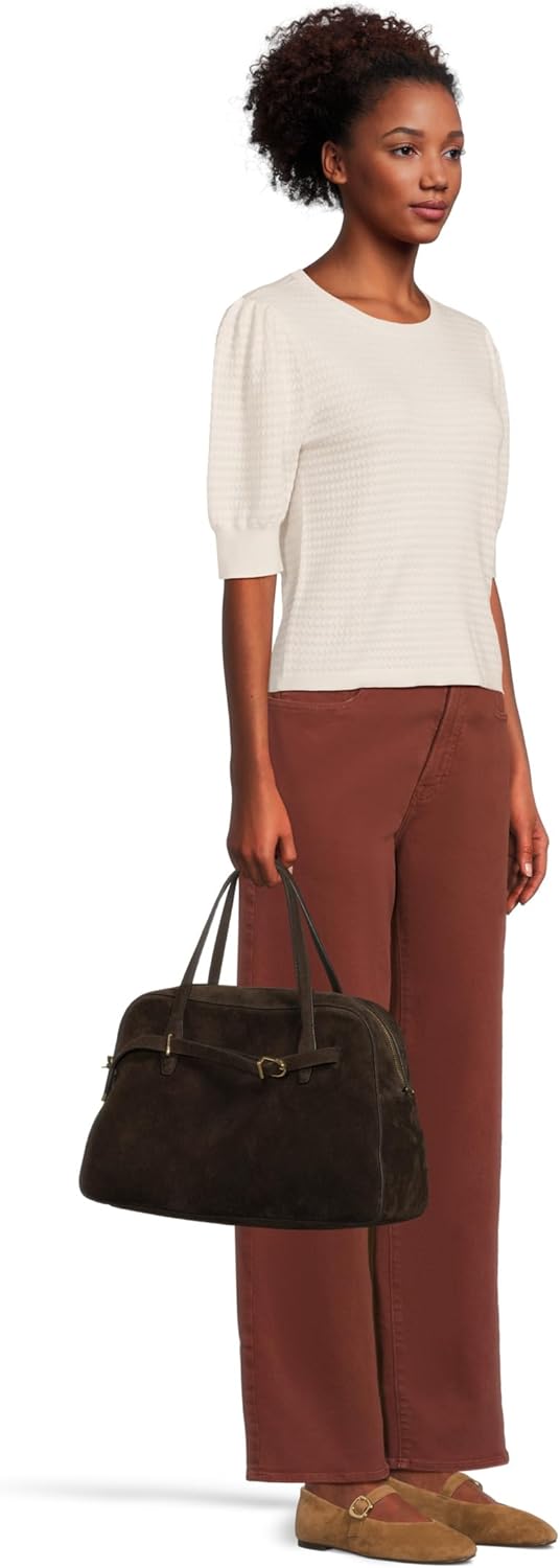 Madewell Women Suede Lg Belted Satchel Dark Carob One Size - Image 6
