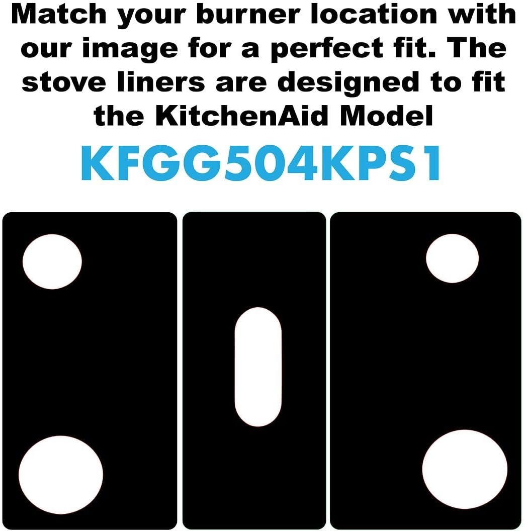 Premium Plus Stove Protectors for KitchenAid Gas Range Model KFGG504KPS1, Custom Cut, Easy to Clean Stove Liner, Made in the USA.