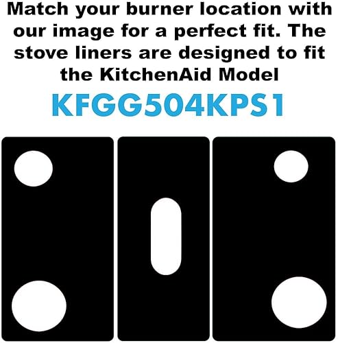 Miniatura 2 de Protectores de estufa Premium Plus para cocina KitchenAid modelo KFGG504KPS1, corte personalizado, revestimiento de estufa fácil de limpiar,