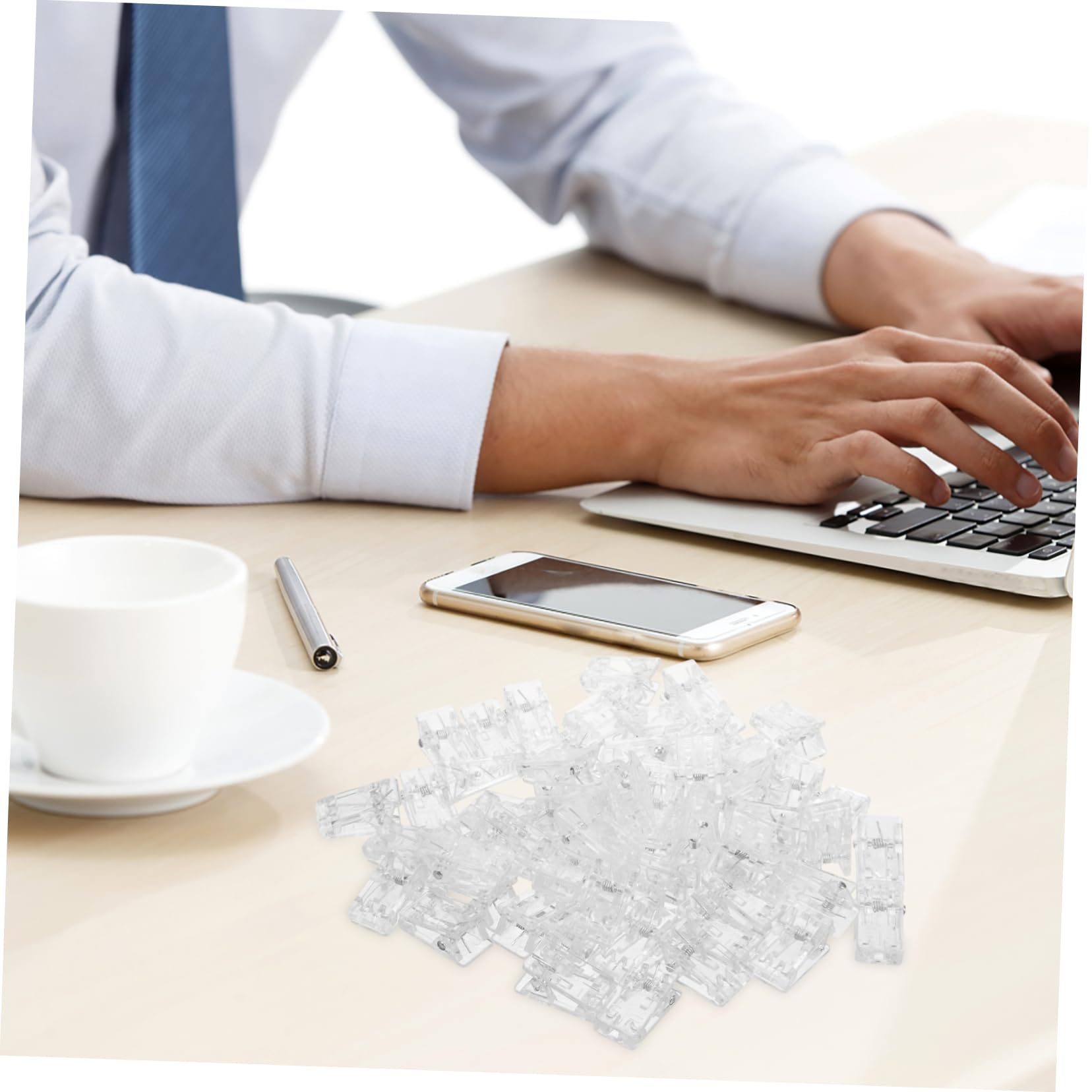 SHINEOFI 5 Sätze Transparenter Ausweishalter Miniclips Hängend Größe Büroklammern Mini-klemmen Abzeichen-clip Federclip Zum Basteln Transparenter Federclip Plakatwandclip Acryl 60 Stück * 5